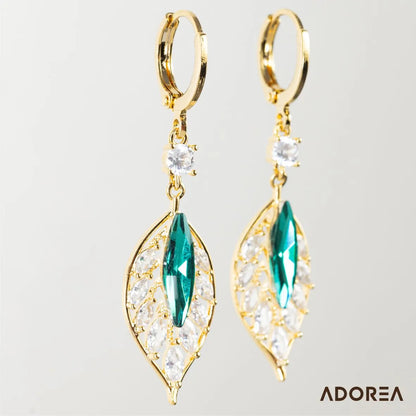 ARETES HOJA VERDE BRILLANTE