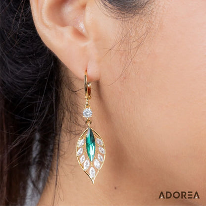 ARETES HOJA VERDE BRILLANTE