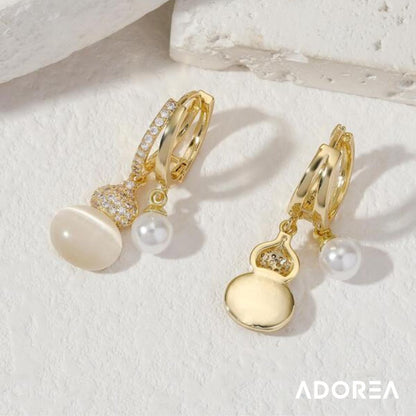 ARETES PERLAS Y CALABAZA DE ÓPALO